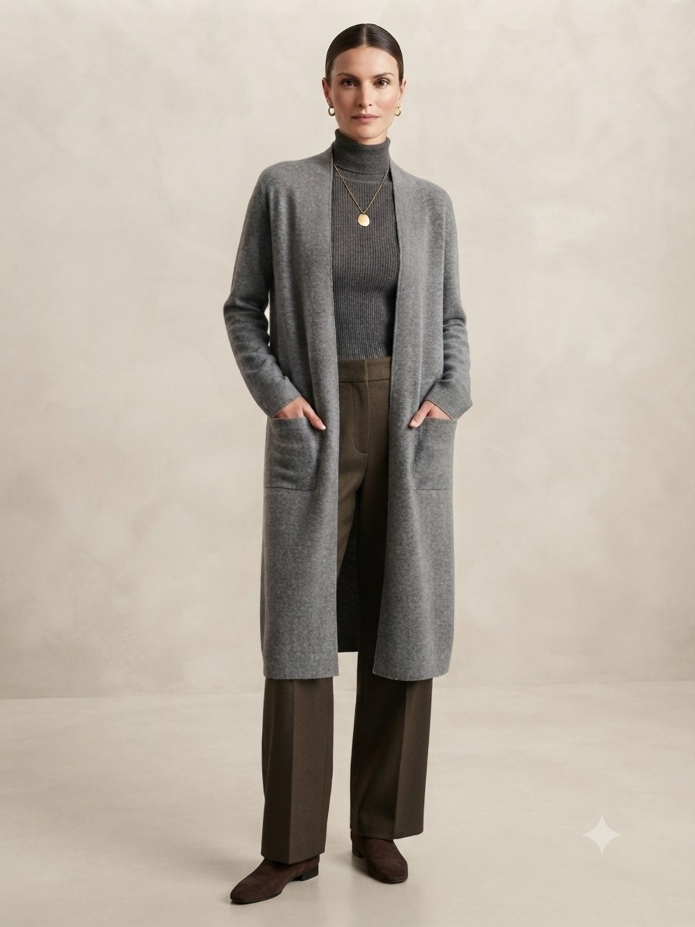 Babaton Aritzia Grey Long Cardigan Sweater Minimalist Size 2XS (No Belt)